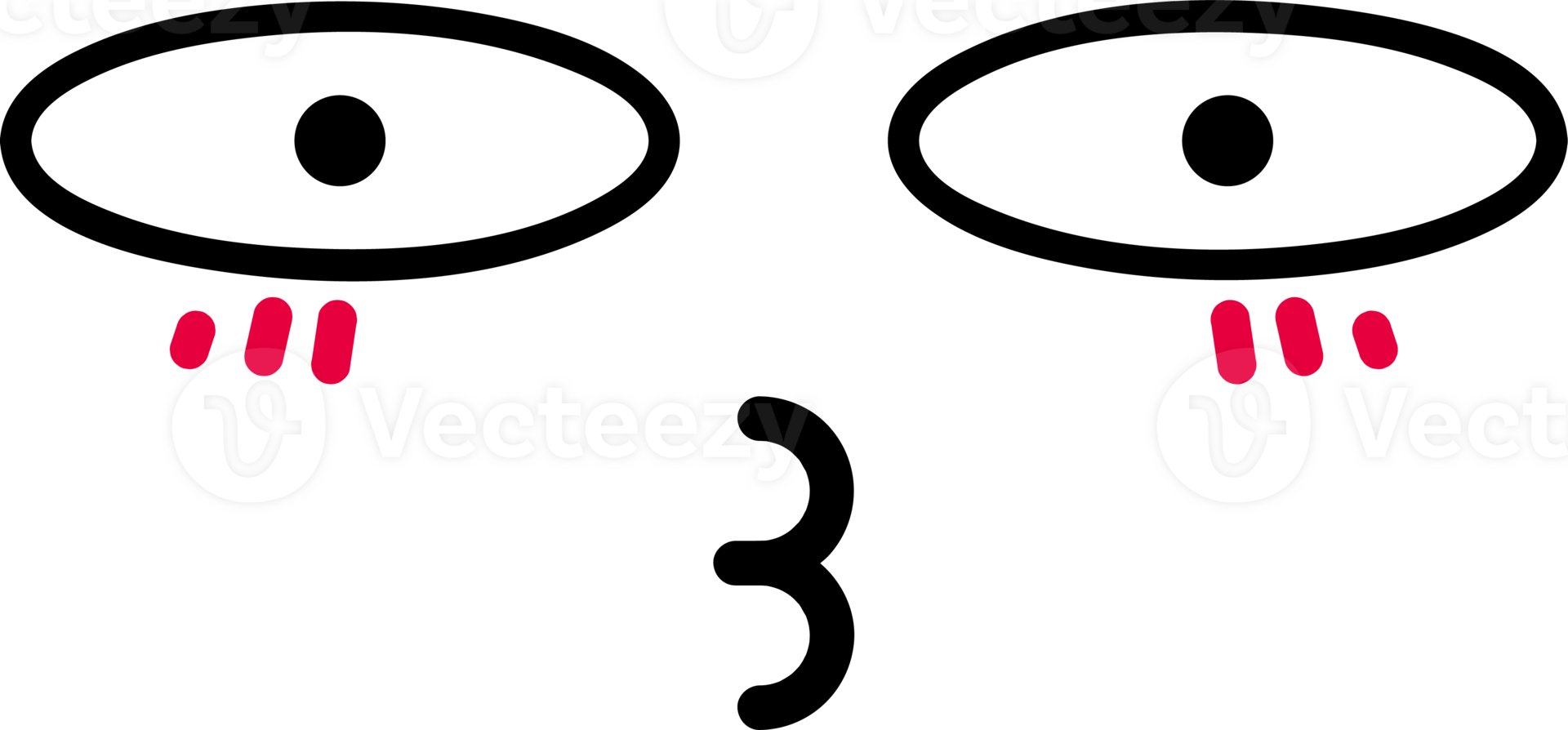 Cartoon shy face emoji illustration on transparent background. png