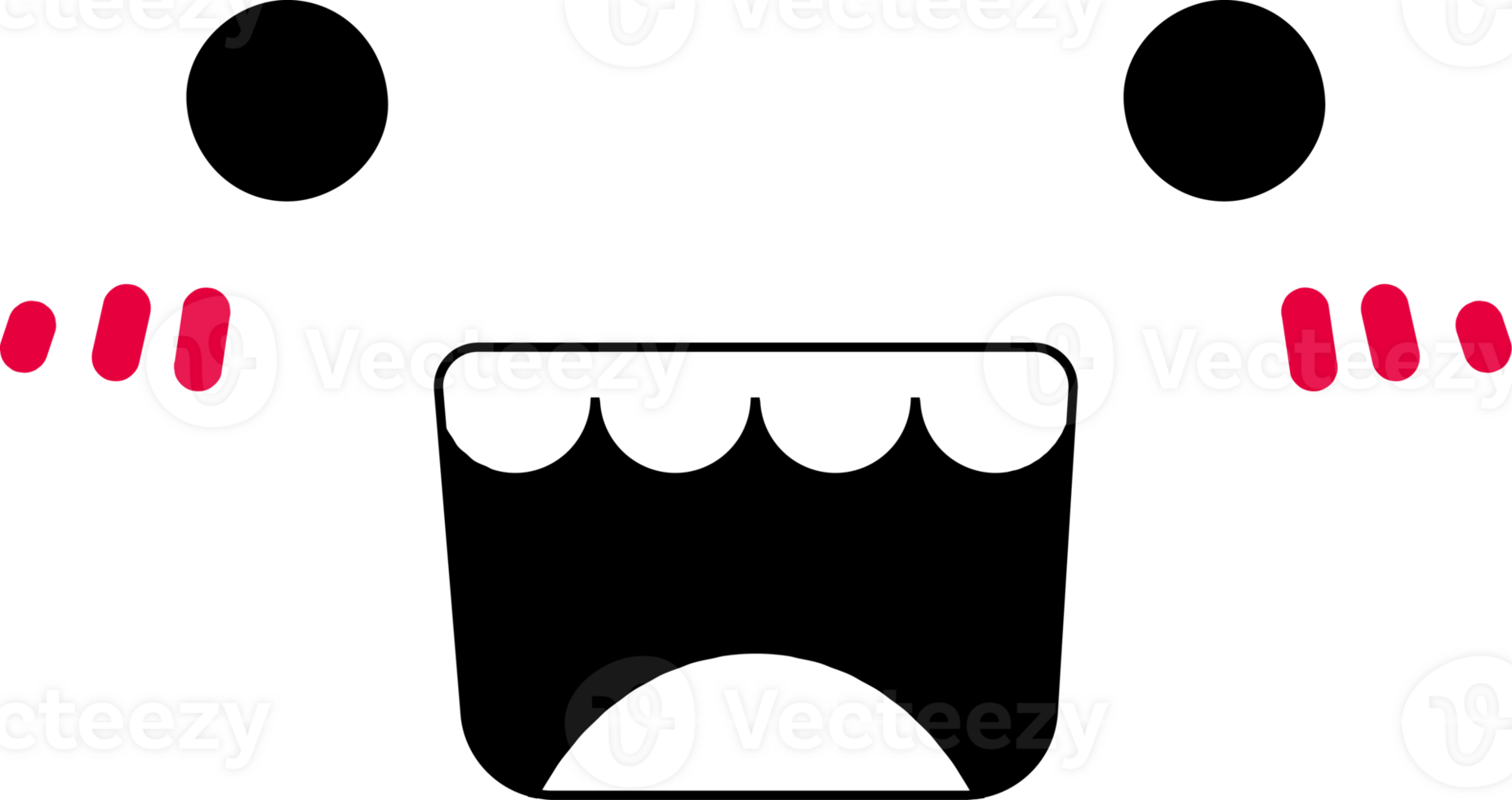 Excited face emoji illustration on transparent background. png