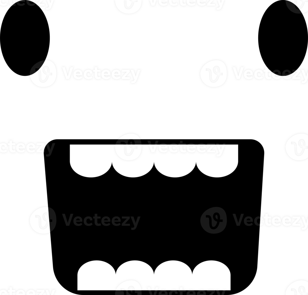 Surprised face emoji illustration on transparent background. png