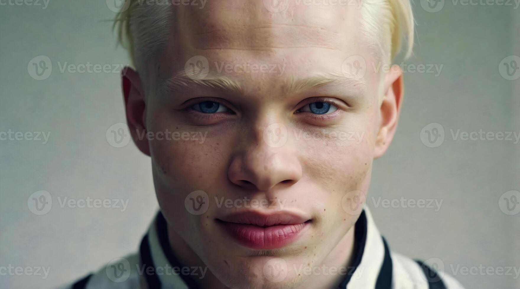 Portrait of handsome African American male albino model, white Afro, fashion and lifestyle, diversity, people background photo