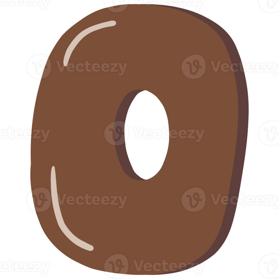 Brown Number Zero Font png