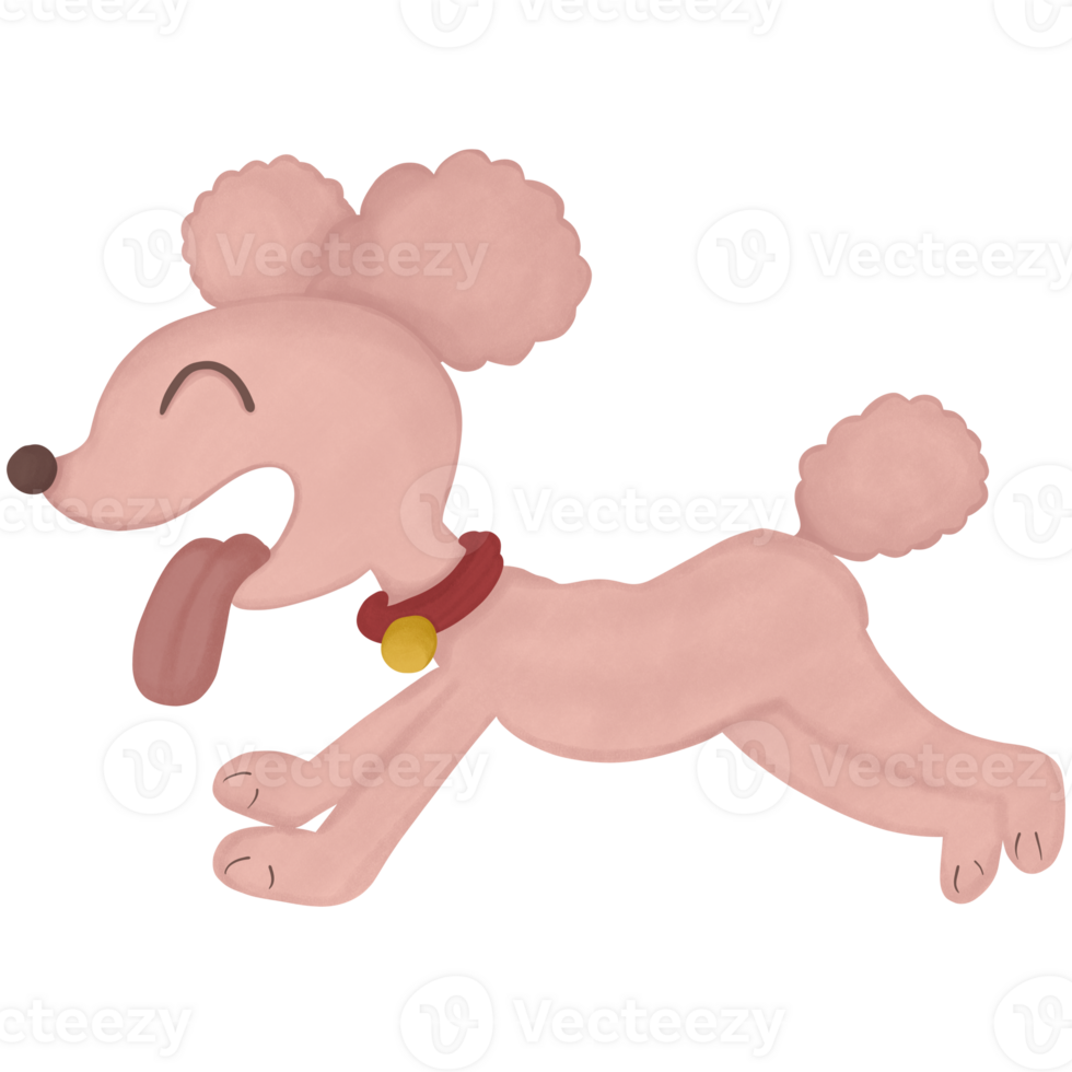 A cute dog cartoon is showing a fun jumping or running pose. png