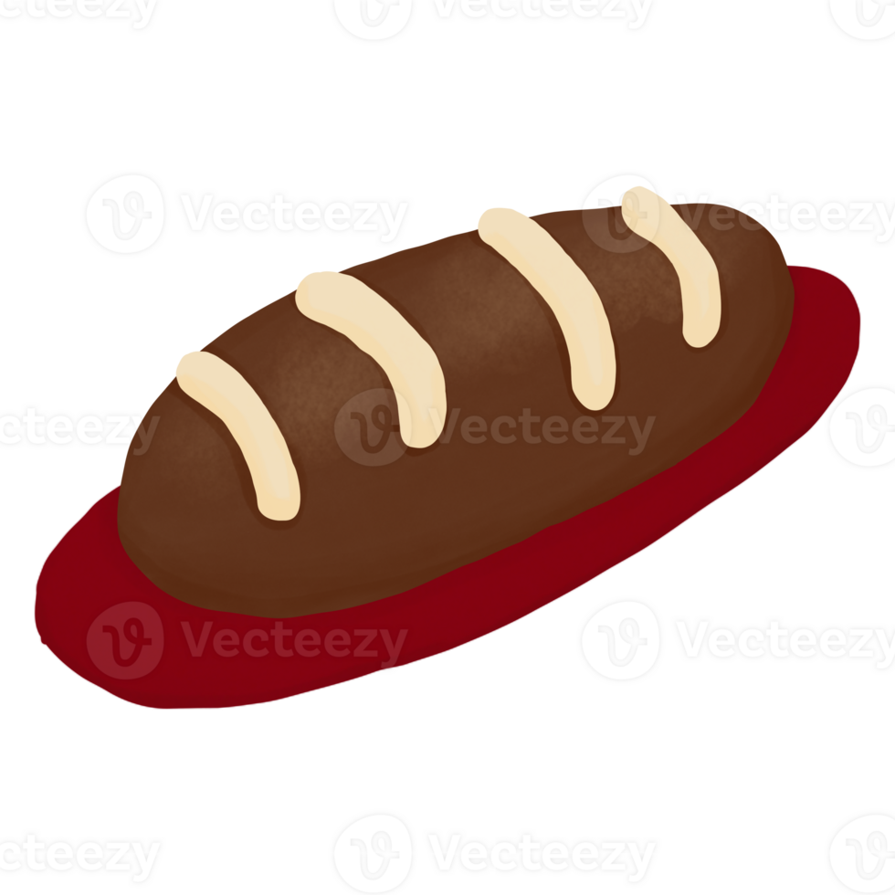 Chocolate Bread Topped with Milk Doodle Cartoon Food Design Decoration png