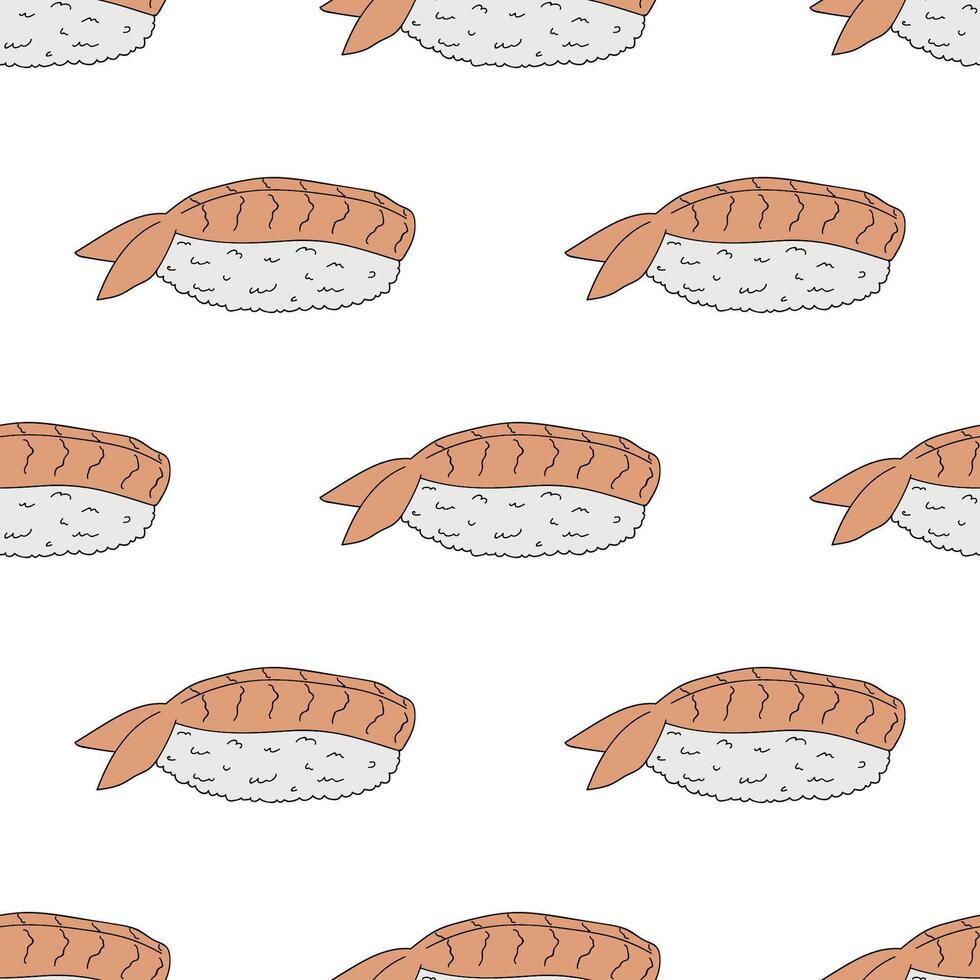 Seamless pattern with sushi for decorative print, wrapping paper, menu, wallpaper and fabric vector