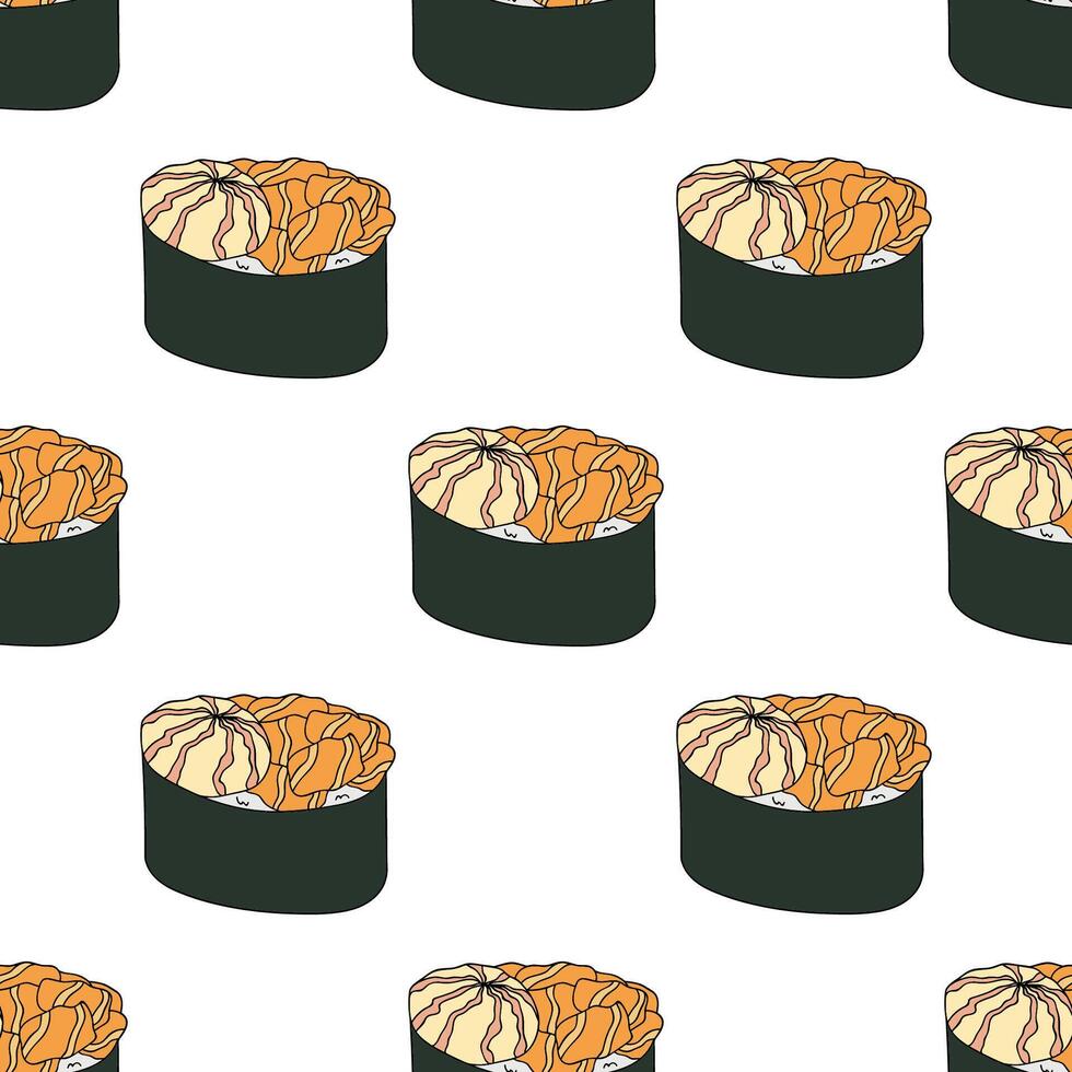 Seamless pattern with sushi for decorative print, wrapping paper, menu, wallpaper and fabric vector