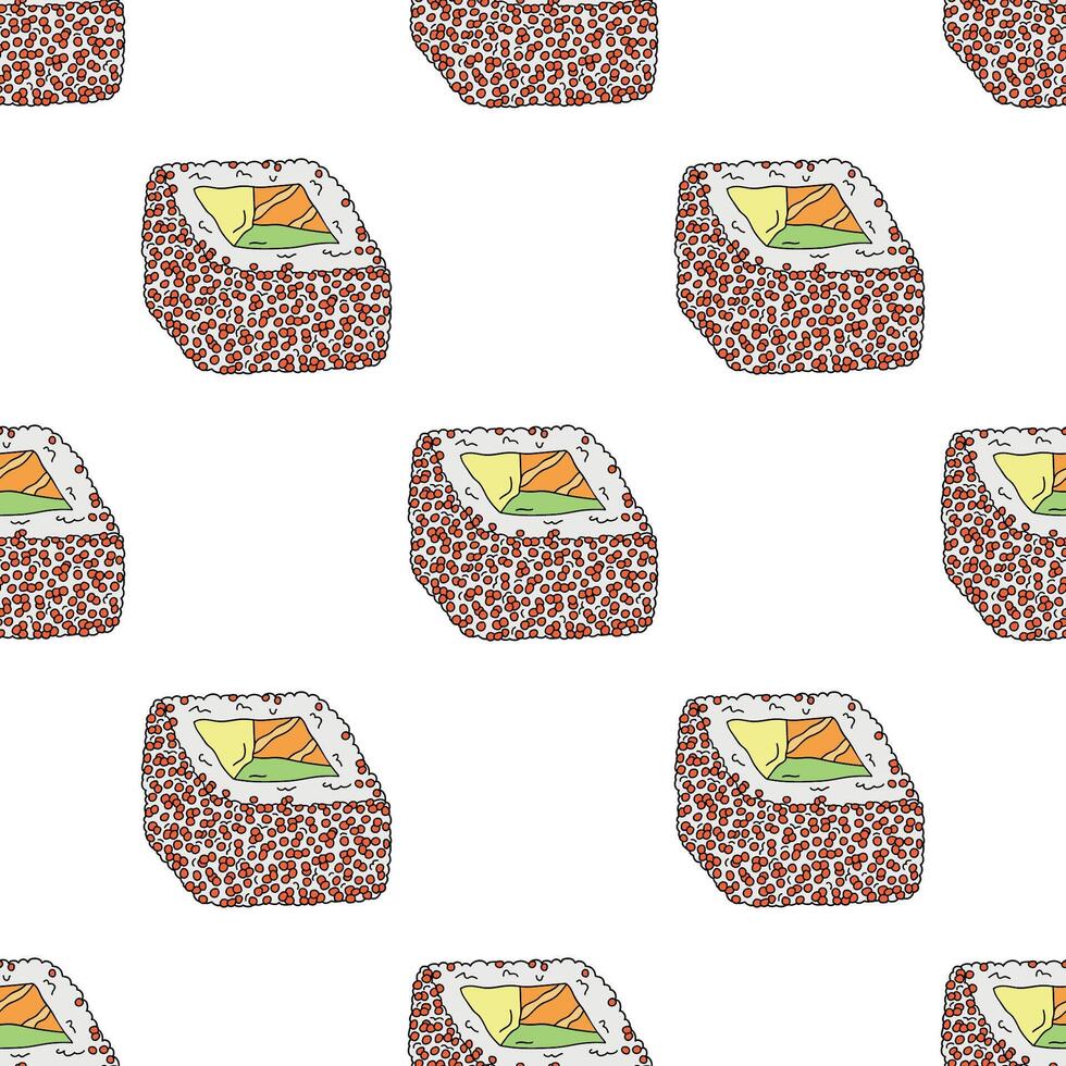Seamless pattern with sushi roll for decorative print, wrapping paper, menu, wallpaper and fabric vector
