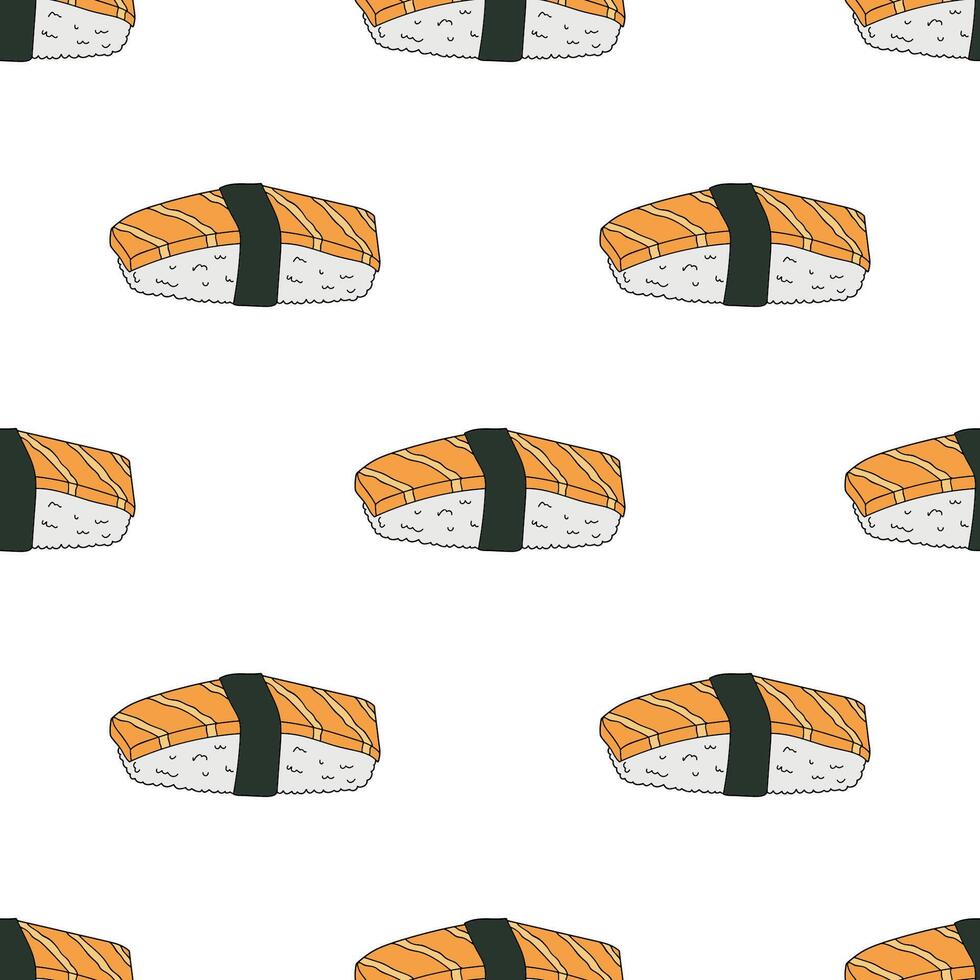 Seamless pattern with sushi for decorative print, wrapping paper, menu, wallpaper and fabric vector