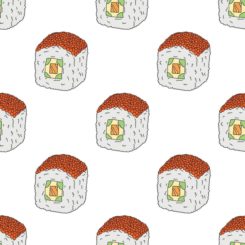 Seamless pattern with sushi roll for decorative print, wrapping paper, menu, wallpaper and fabric vector