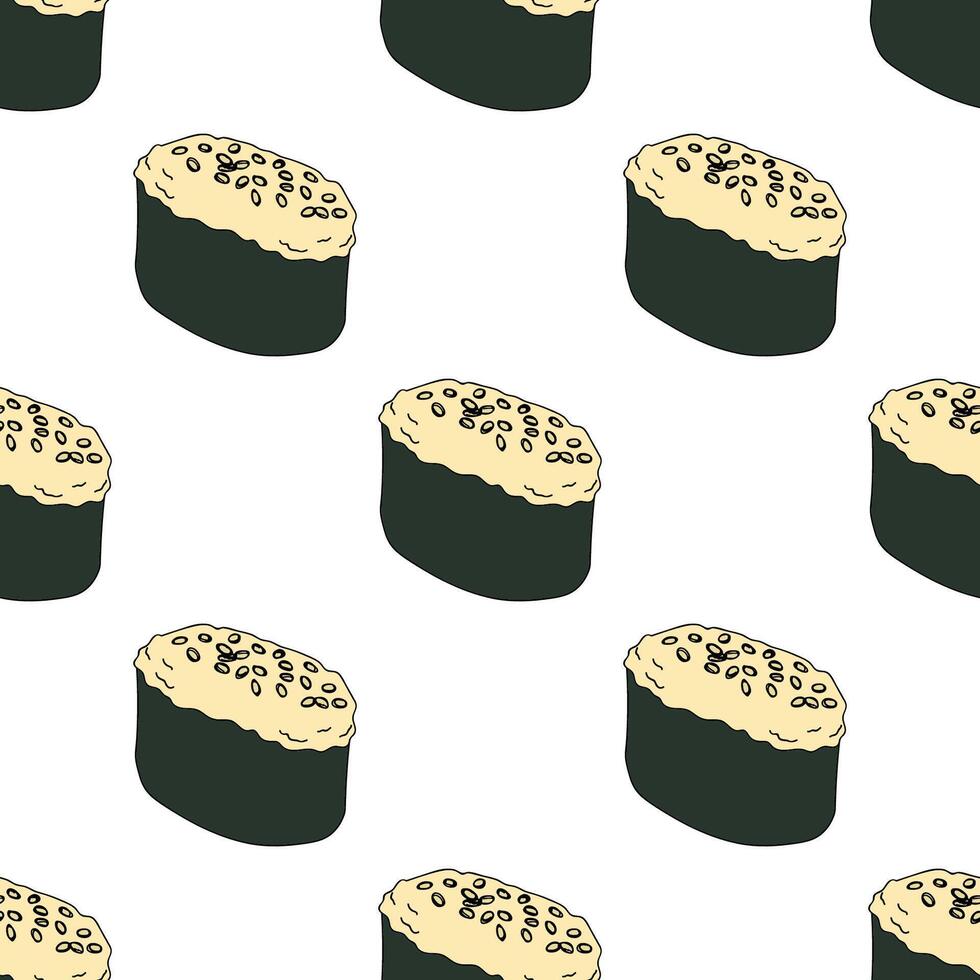 Seamless pattern with sushi for decorative print, wrapping paper, menu, wallpaper and fabric vector
