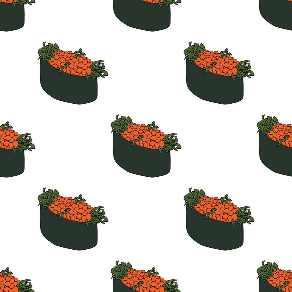 Seamless pattern with sushi for decorative print, wrapping paper, menu, wallpaper and fabric vector