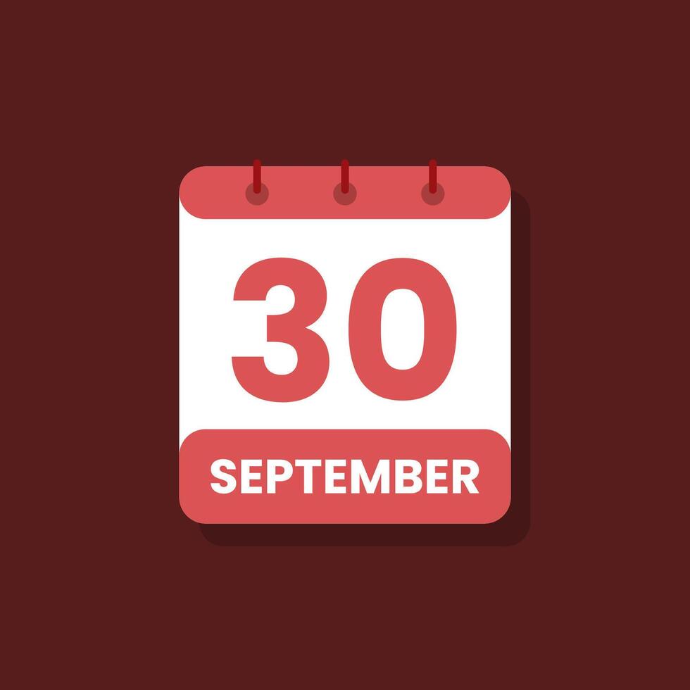 Calendar date month icon flat september vector