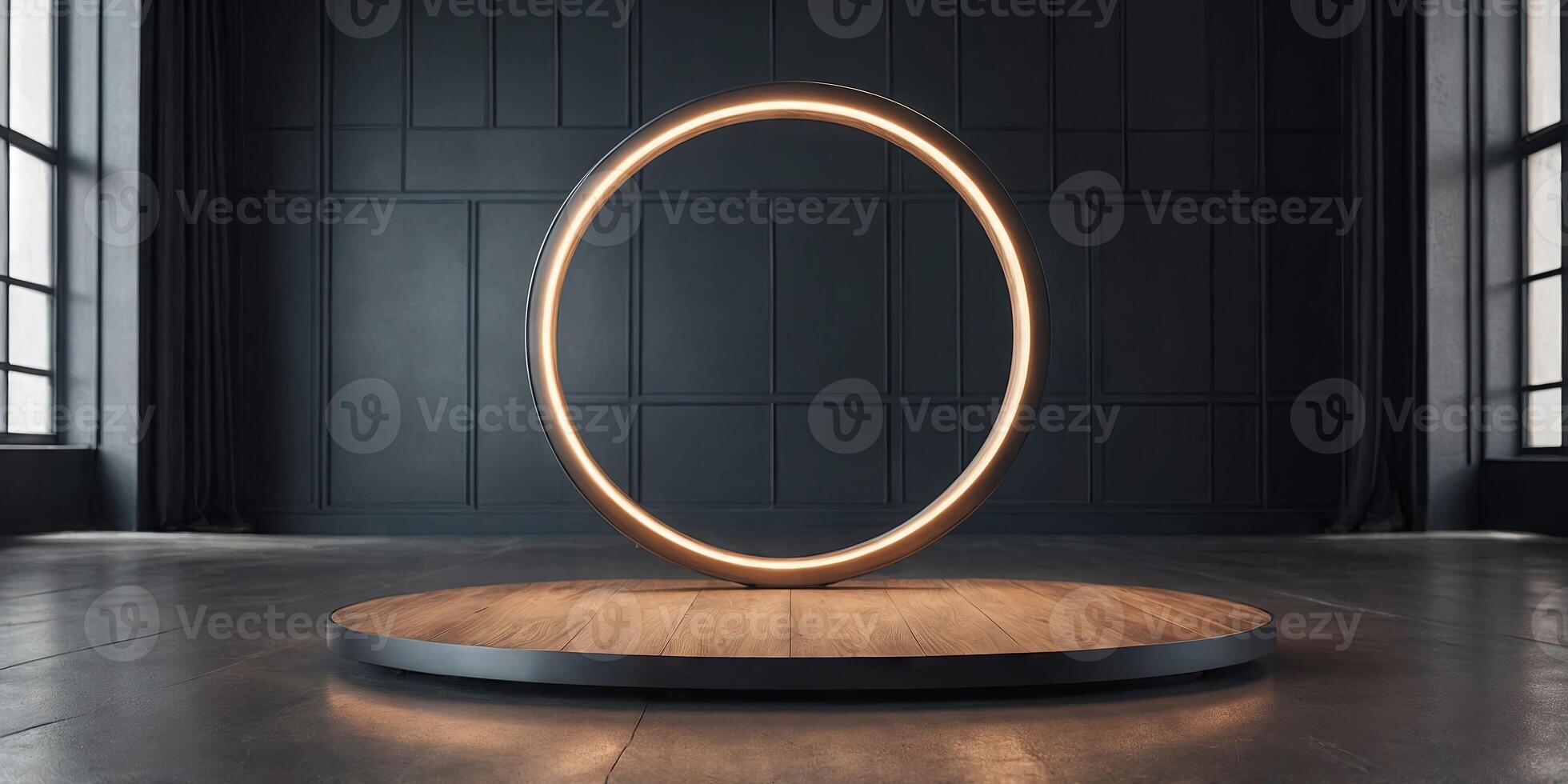 Modern Circular Platform with Elegant Backdrop for Product Display. photo