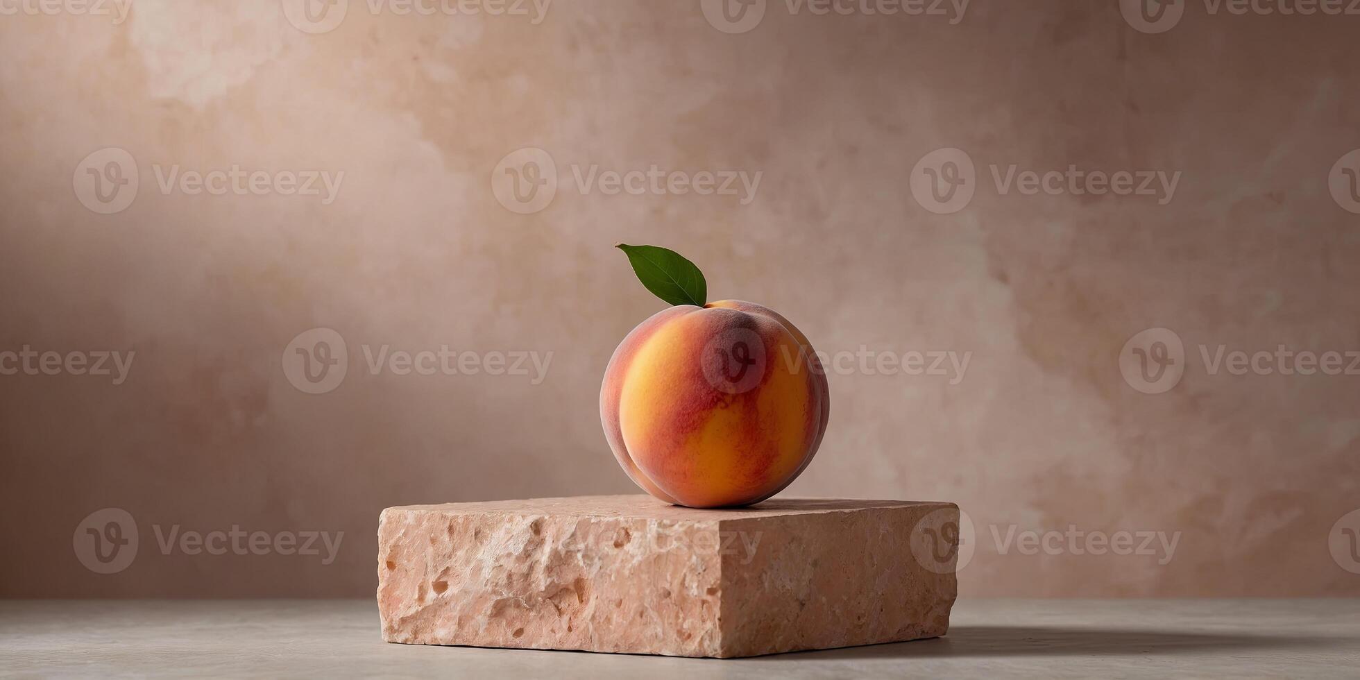 Peach Fuzz Stone podium for display product Background for cosmetic product branding, identity and packaging. photo