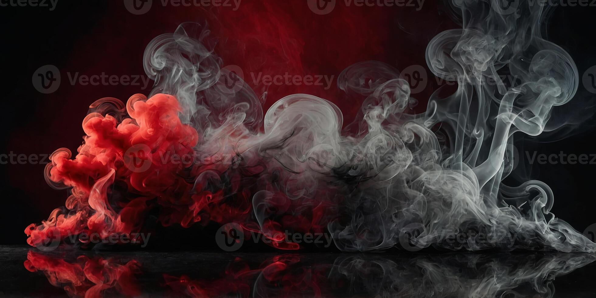 Smoke and light scene, red black background. photo