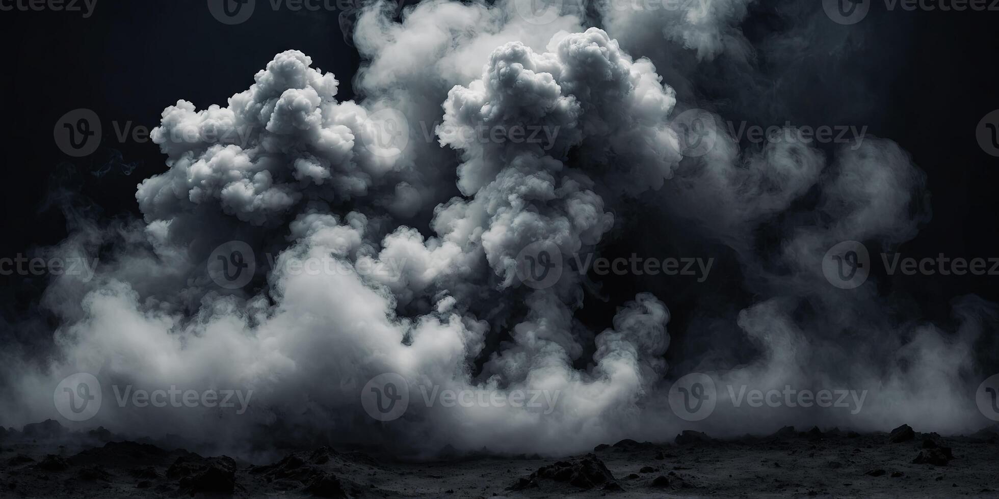 Smoke black ground fog cloud floor mist background steam dust dark white horror overlay. photo