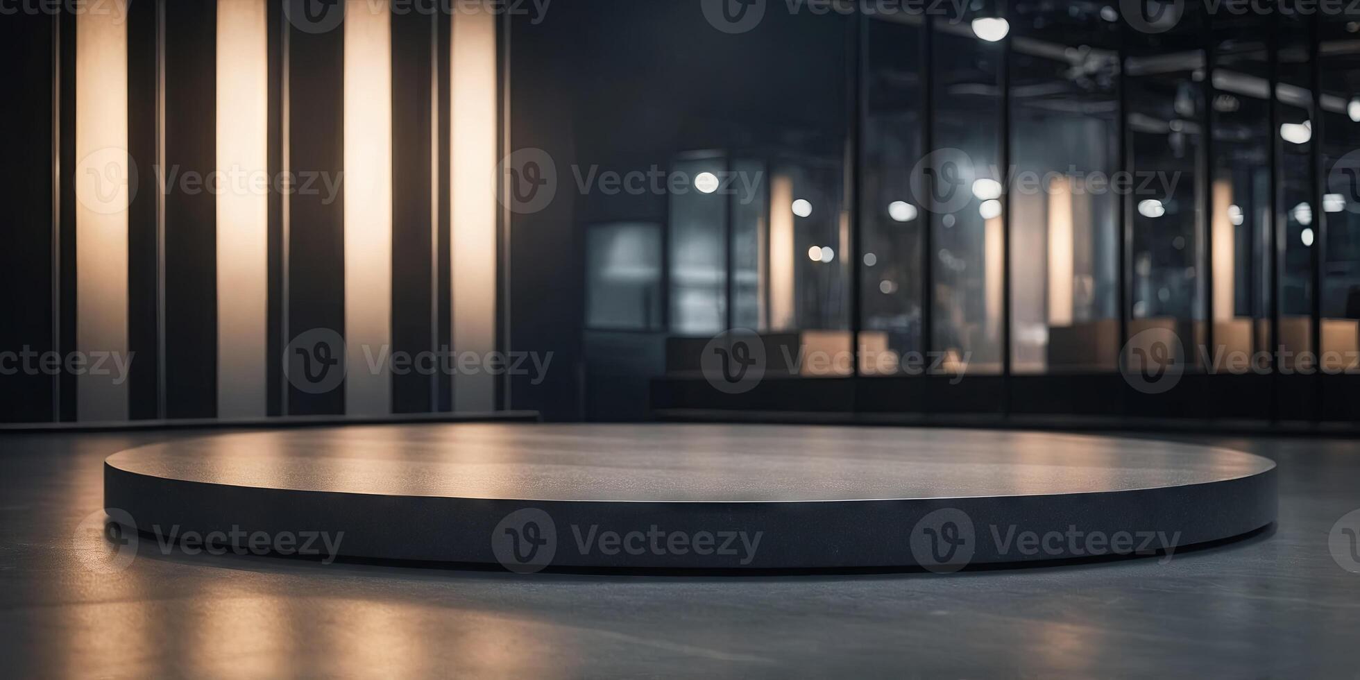 background products display in grey tone with platform stage showcase in cool light and shade blurred background. photo