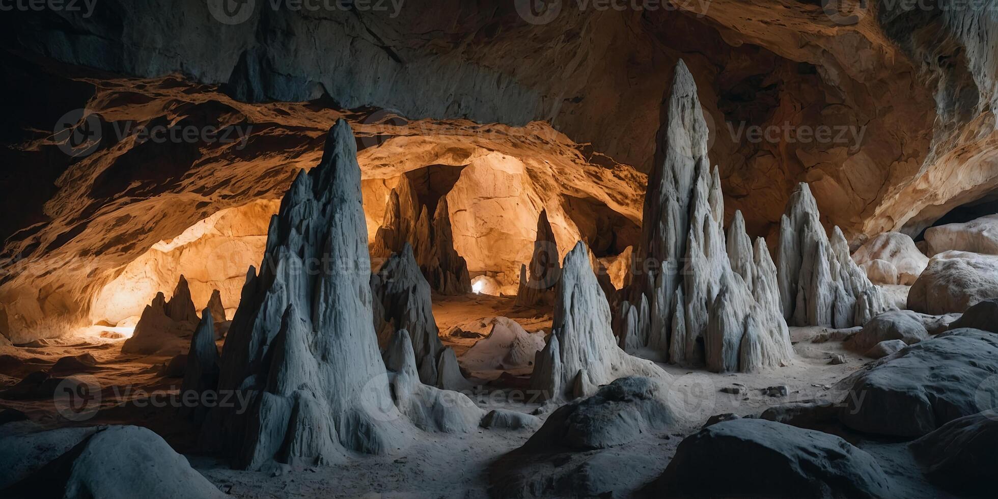 lose-up of limestone formations in a cave. photo