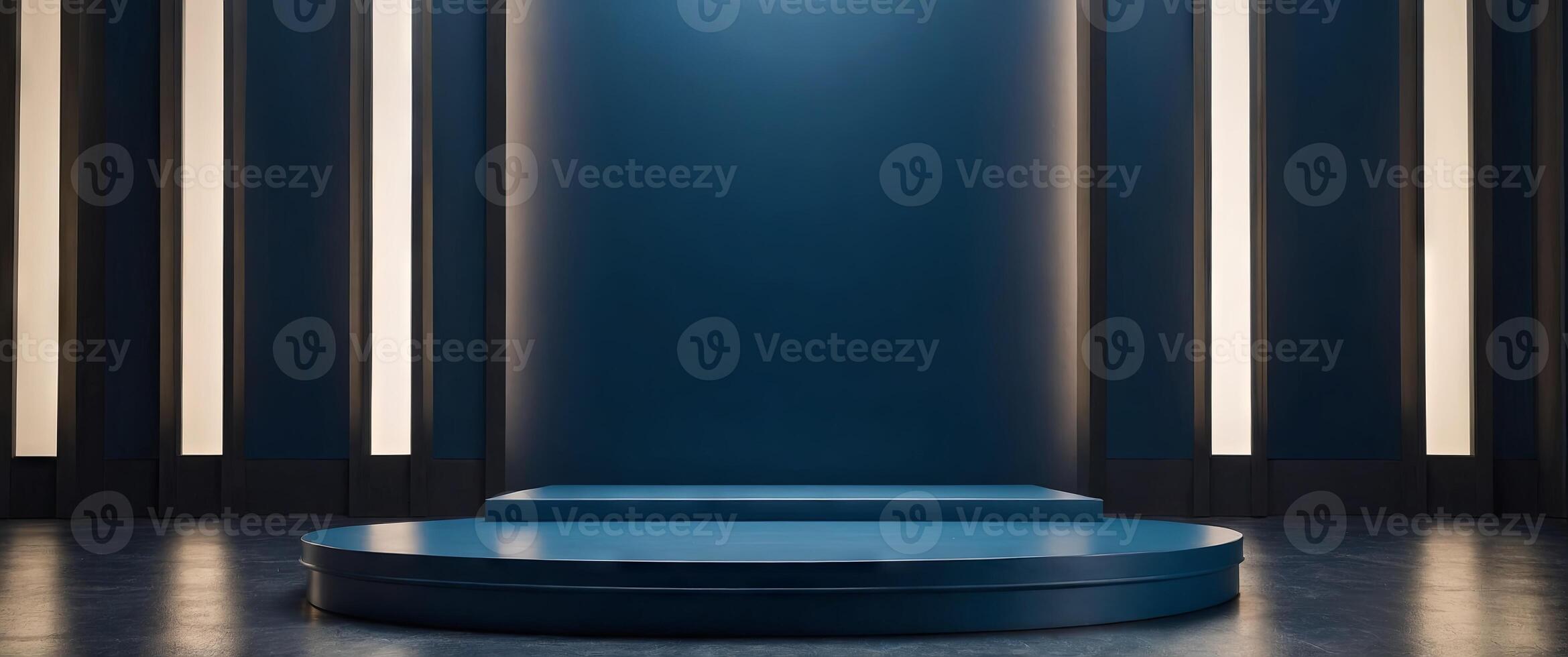 neavy blue background for product presentation Blue background for product presentation with empty podium, shadows and light Mockup. photo