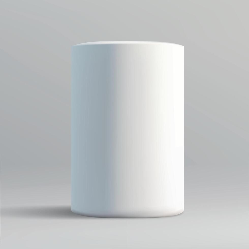 Tall White Cylindrical Display Pedestal on Gray Background vector