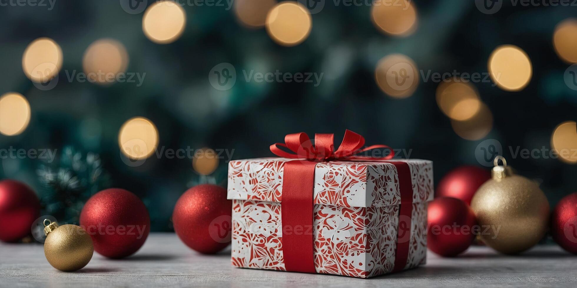 Xmas modern paper cut style with christmas present box. photo