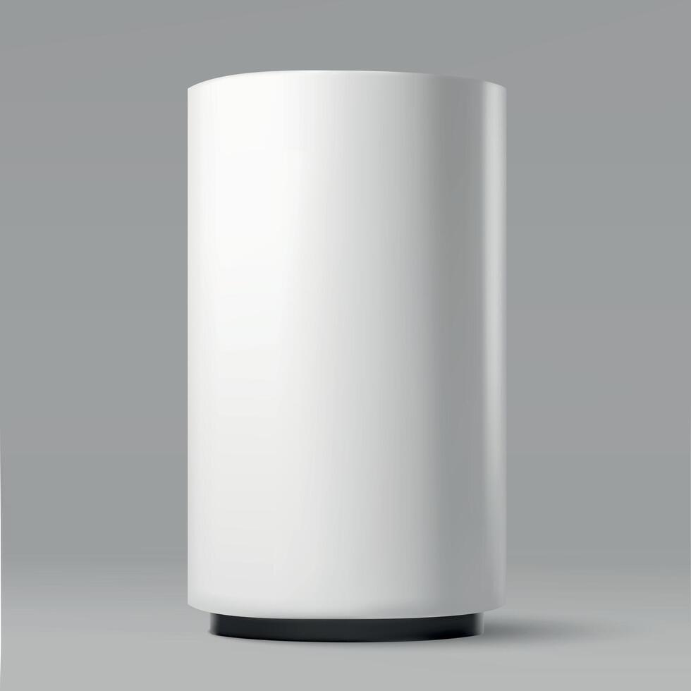 Minimalist White Cylindrical Display Stand with Black Base vector