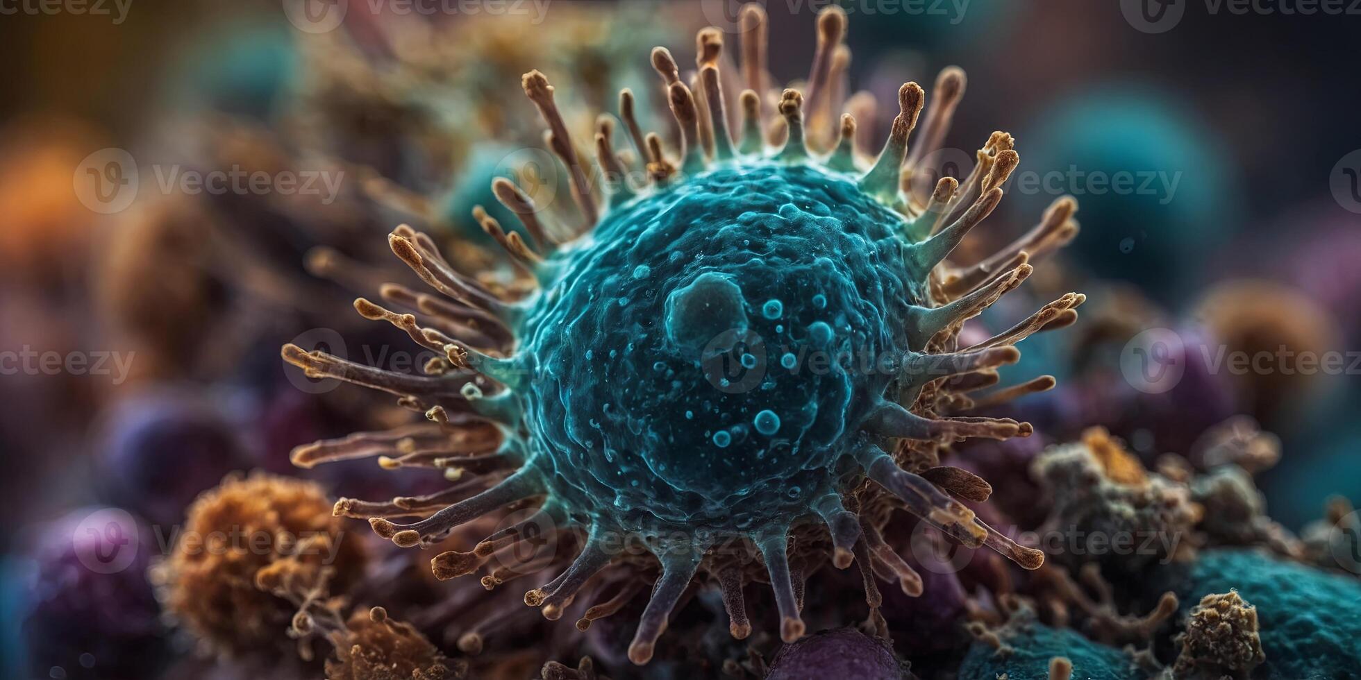 microscopic cell with many different colors. photo