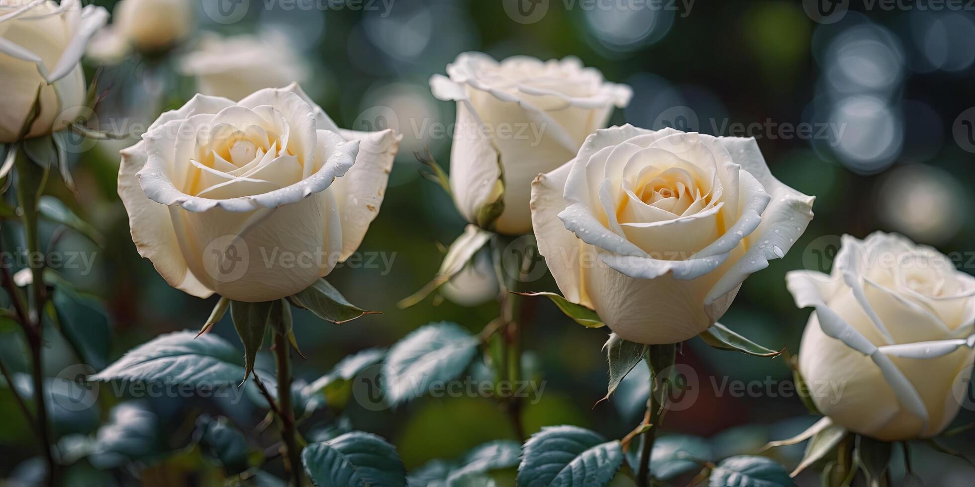 white roses on a blurred background with bokeh. . photo