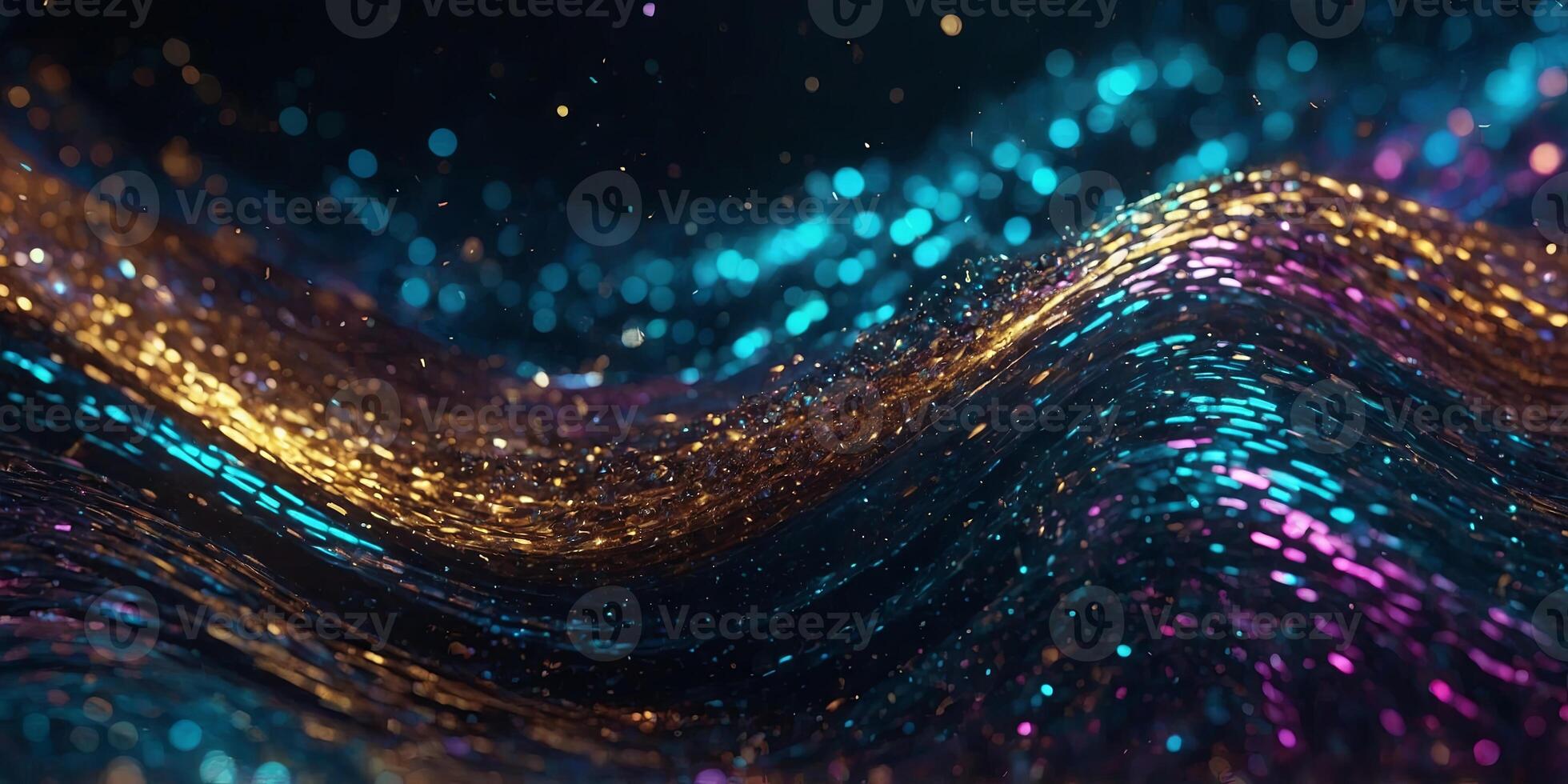 Abstract glitter background with glowing moving wave. . photo