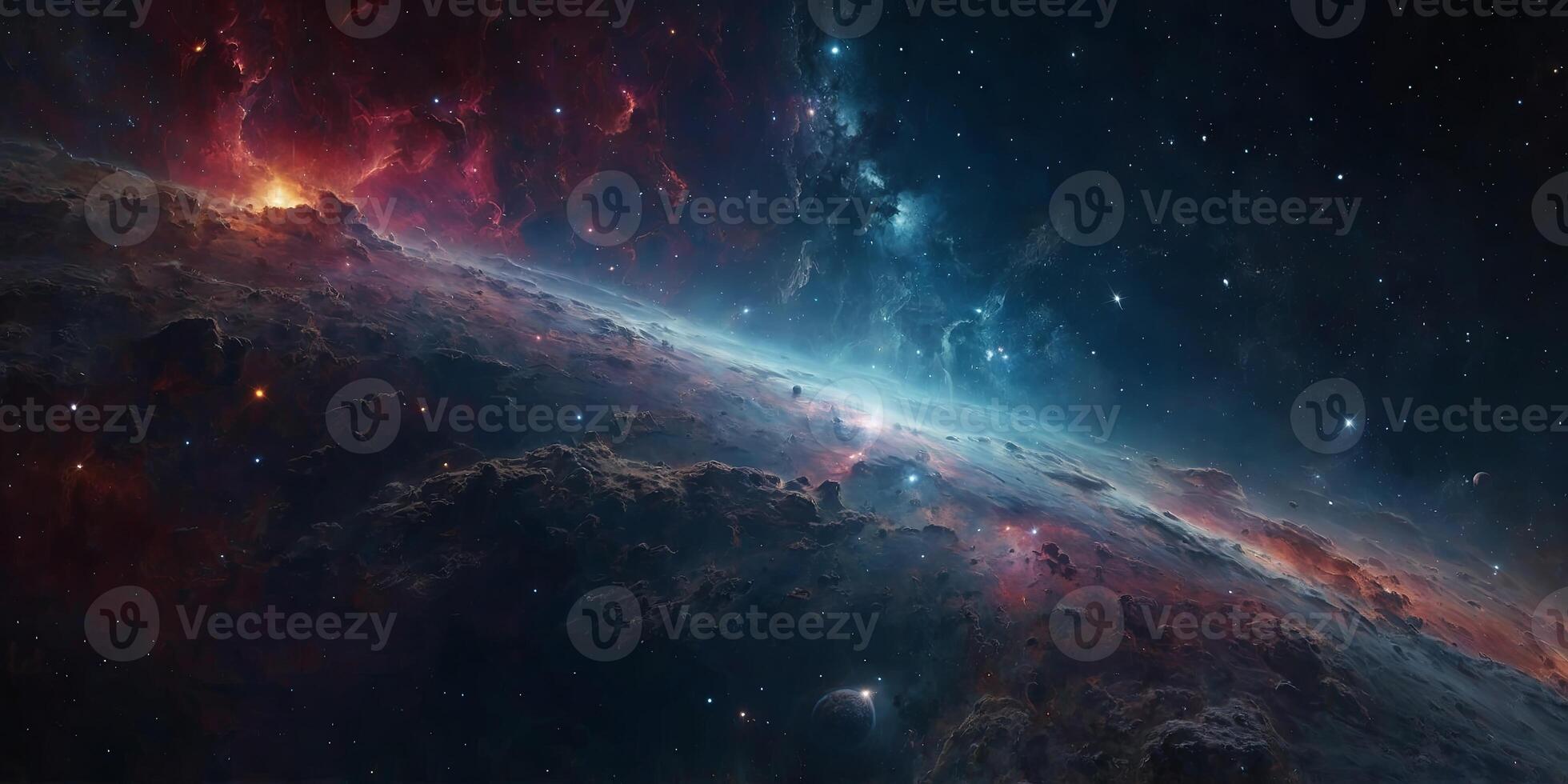 Abstract background with nebulas stars and galactics, science fiction cosmic wallpaper. . photo
