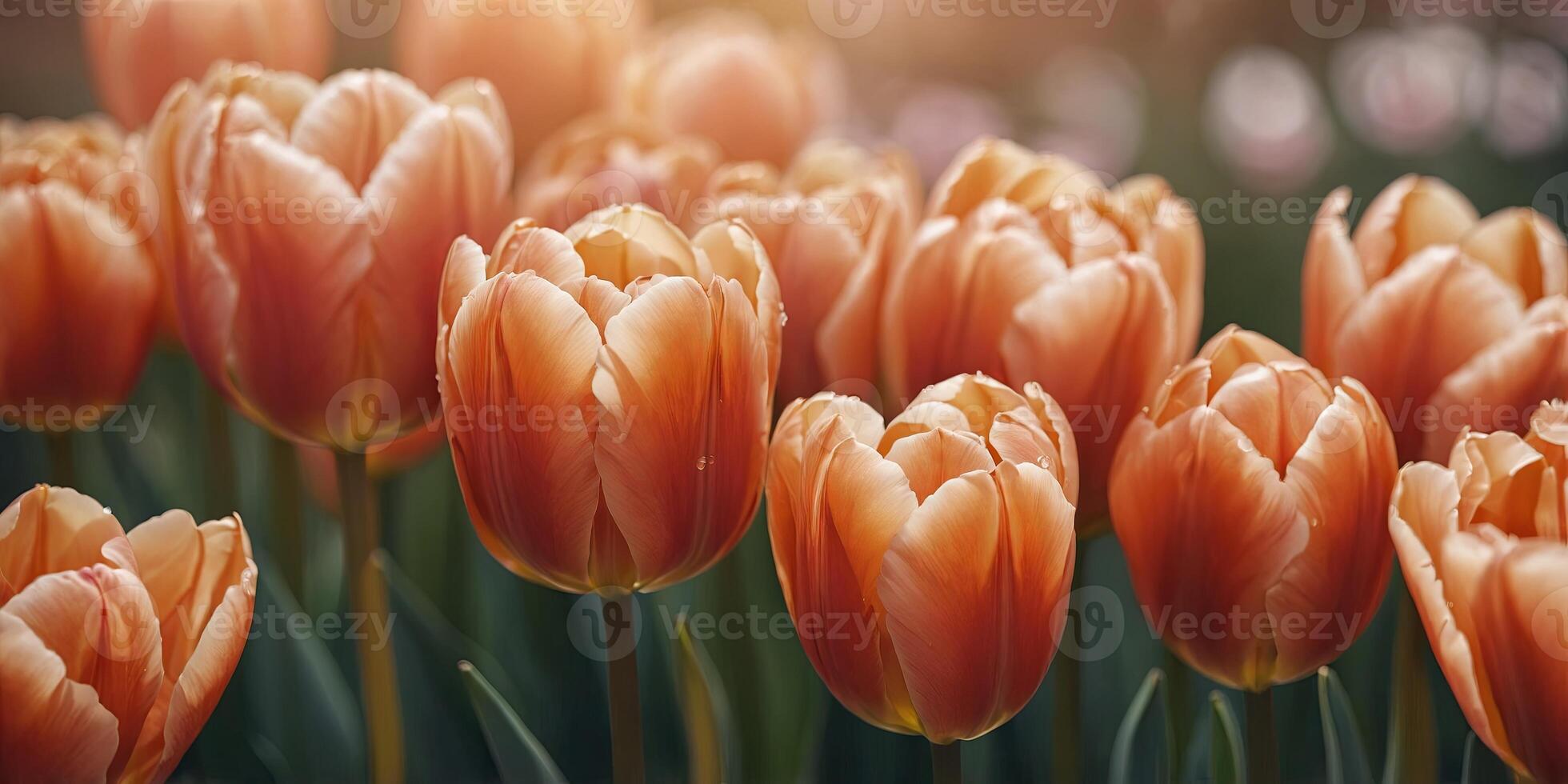 intimate macro view of lush peach tulip petals in soft light. photo