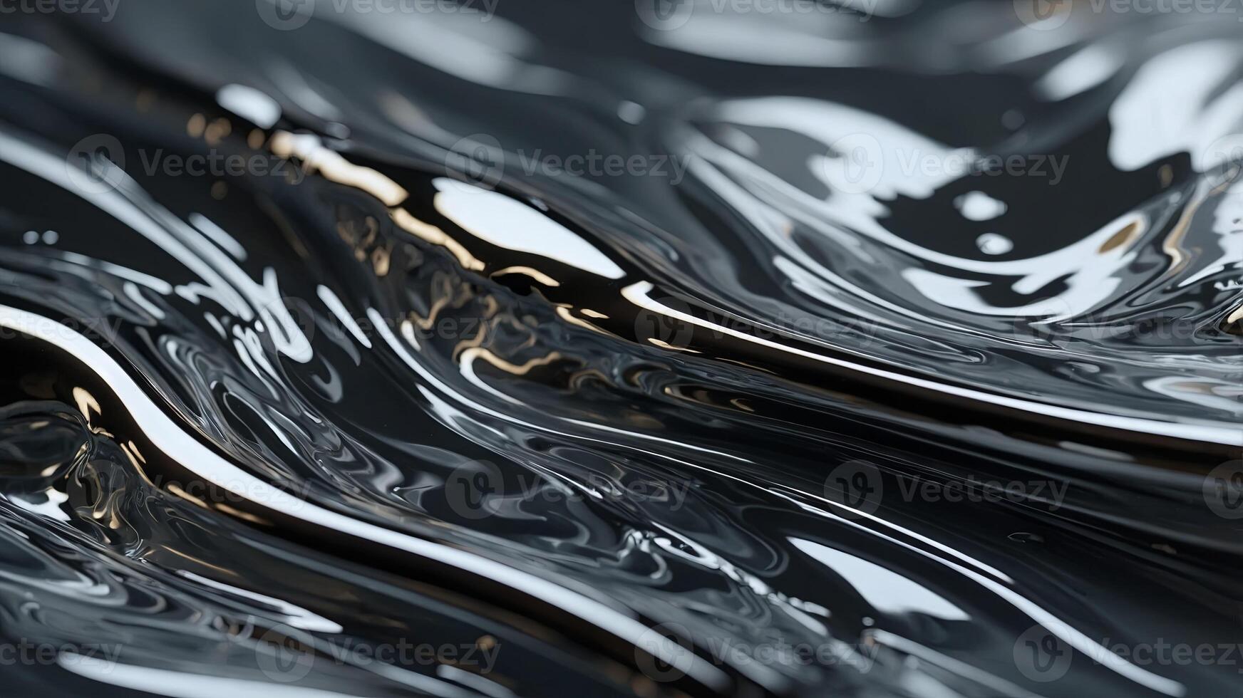 Glossy silver chrome metal fluid effect background. photo