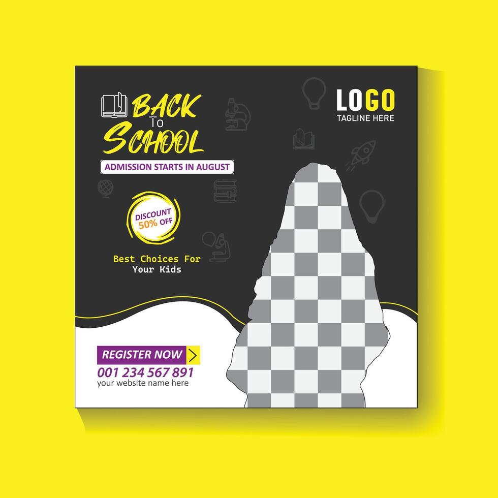 Back to school social media post design template vector