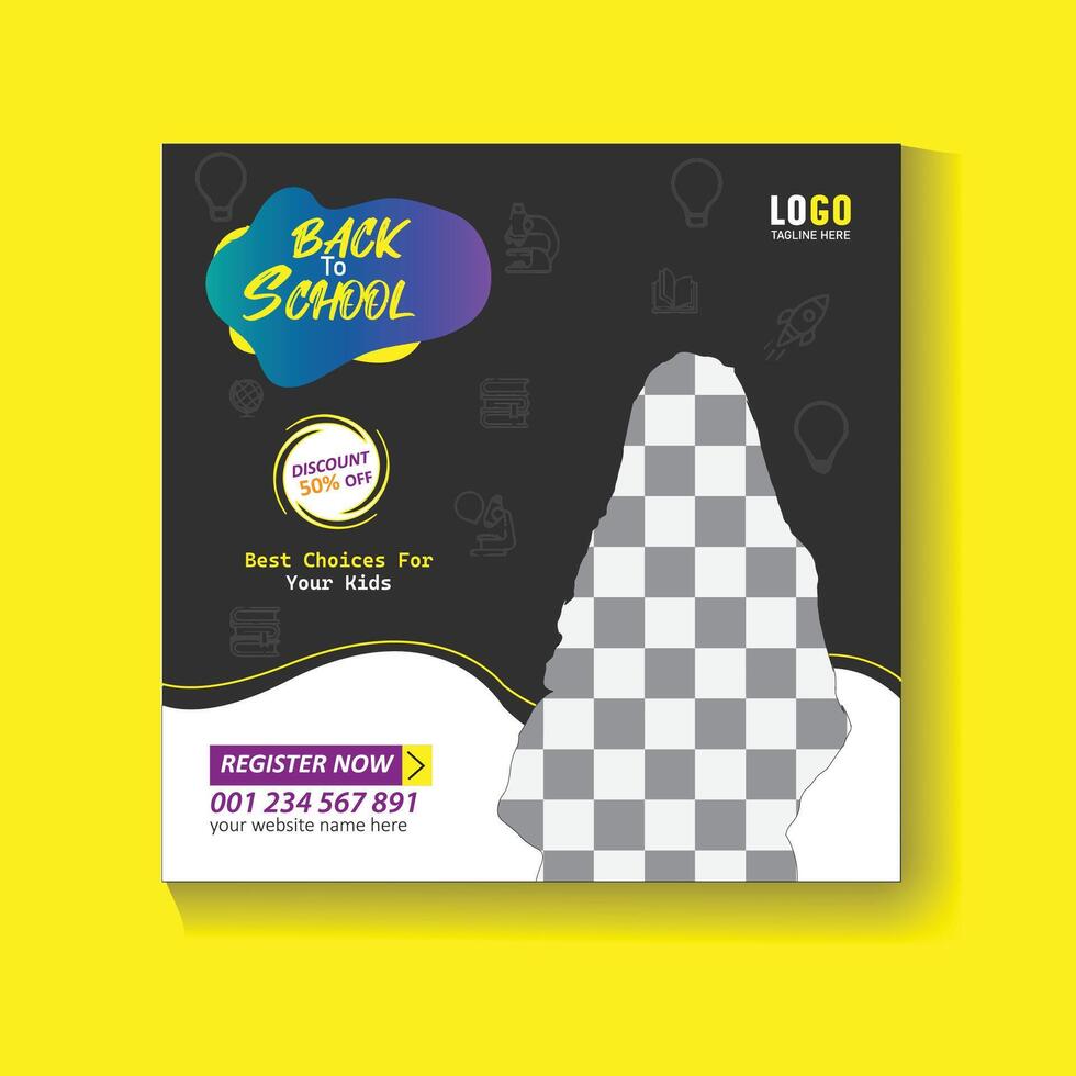 Back to school social media post design template vector