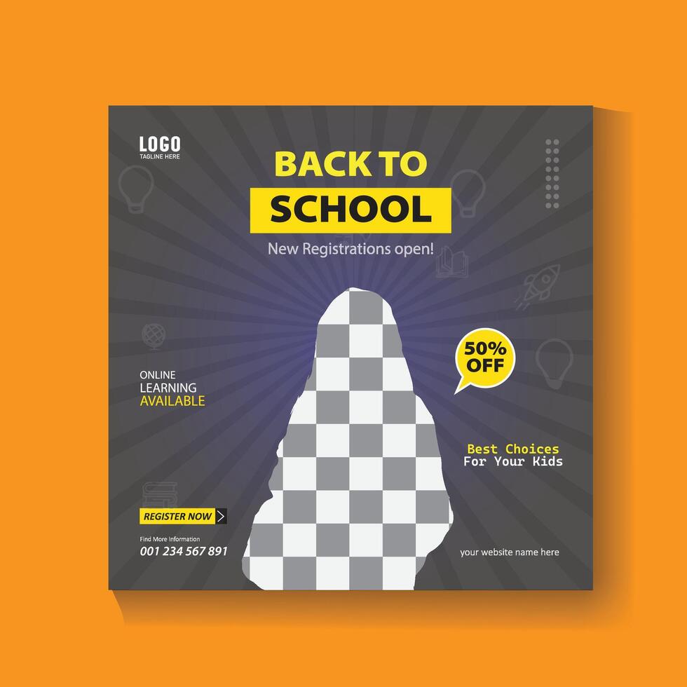 Back to school social media post design template vector