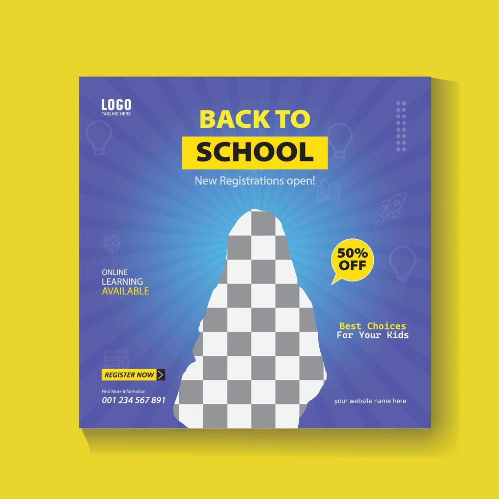 Back to school social media post design template vector
