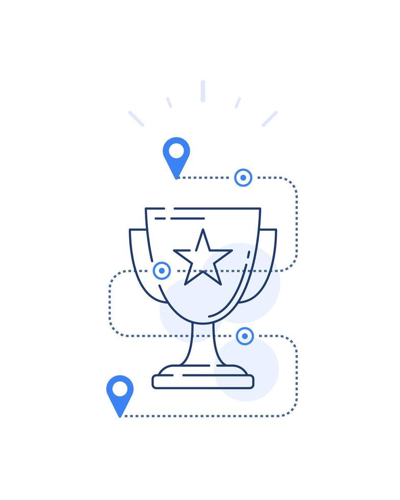 Competition reward concept,strategy to success,excellence award, winner cup,next level improvement, high achievement trophy vector