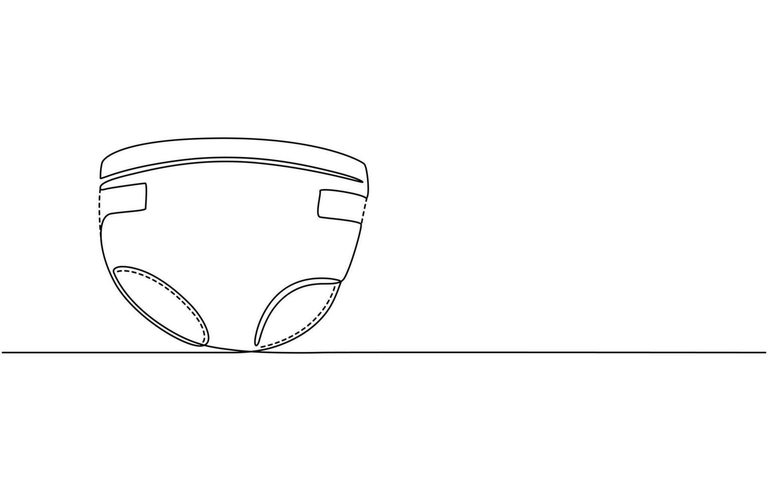 ontinuous line drawing. Line art, drawing baby diapers. illustration on white background vector