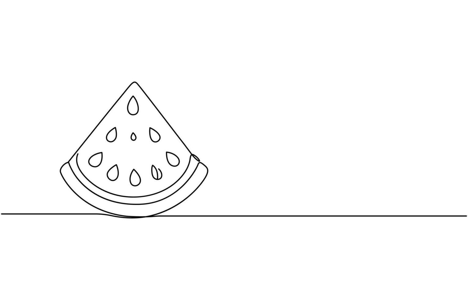 One continuous line drawing of sliced red watermelon. Fresh fruitage concept for fruit garden icon. Healthy organic food theme. Summer fruit isolated on white background. Pro . vector