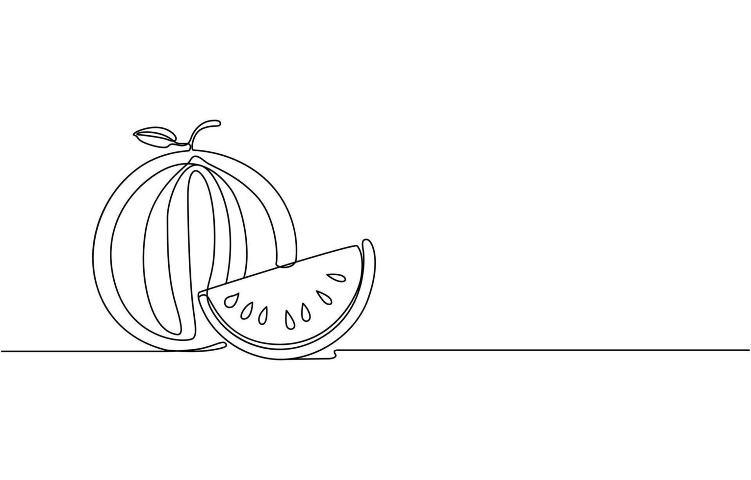 One continuous line drawing of sliced red watermelon. Fresh fruitage concept for fruit garden icon. Healthy organic food theme. Summer fruit isolated on white background. Pro . vector