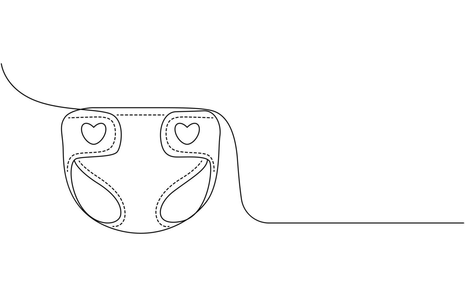 continuous line drawing. Line art, drawing baby diapers. vector