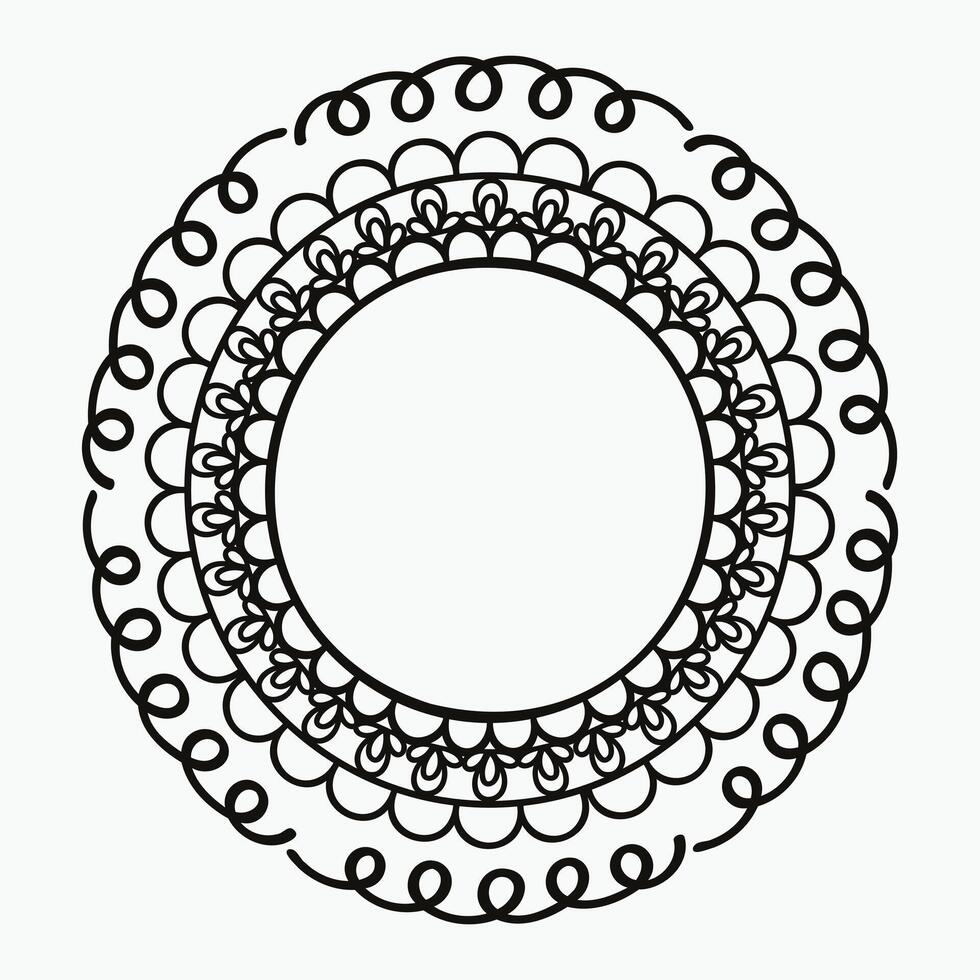 symmetrical black and white circular design, intricate and visually appealing artwork vector