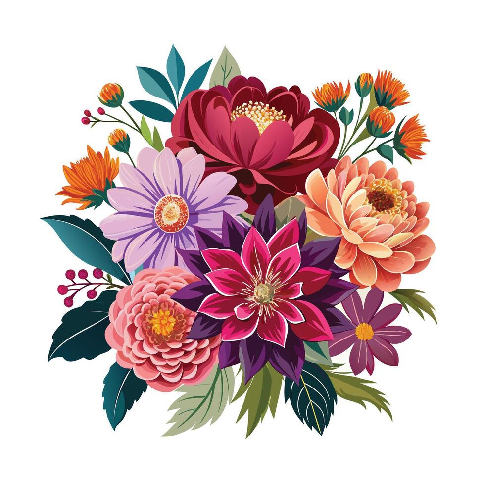 Beautiful Flowers Watercolor Florals Illustration vector