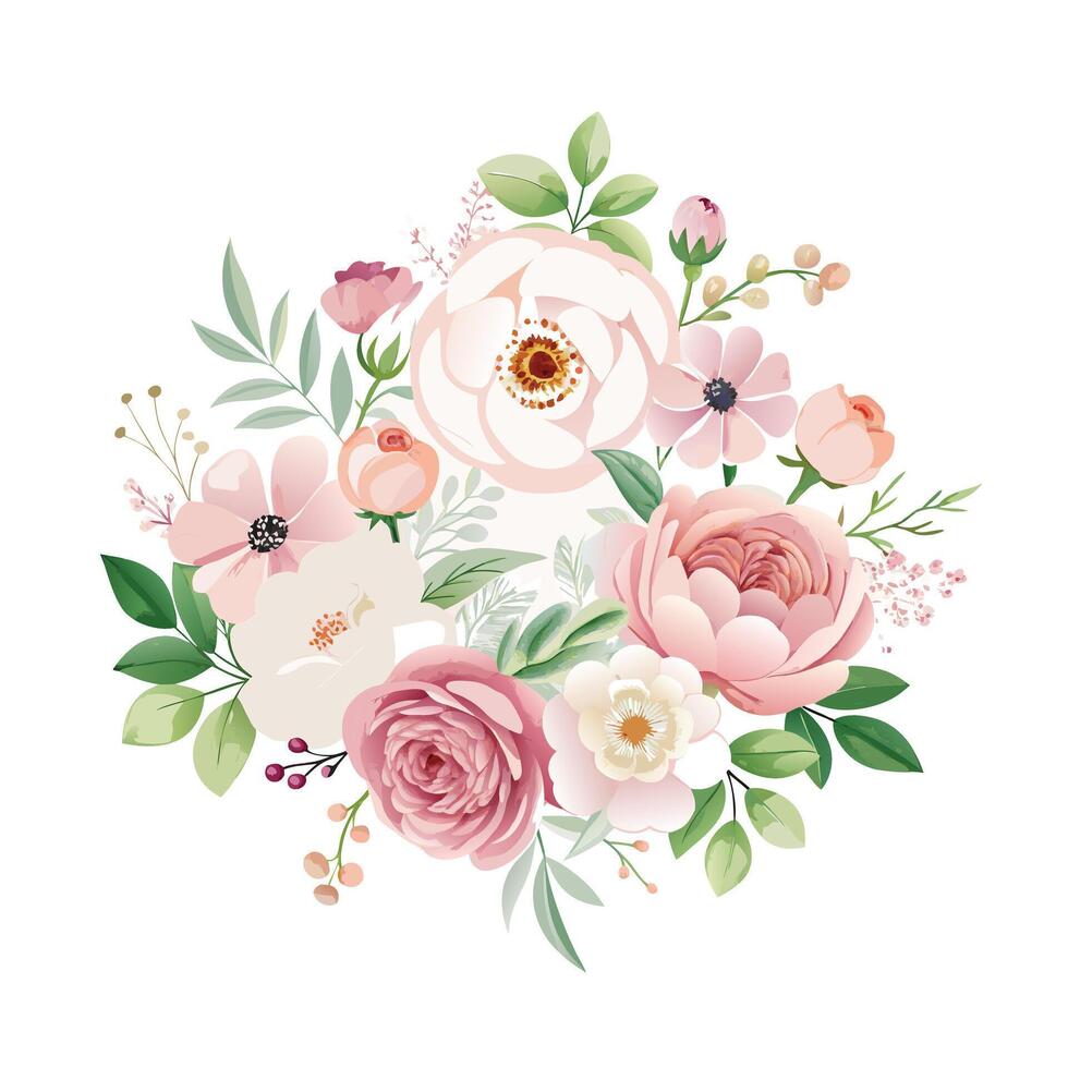 Beautiful Flowers Watercolor Florals Illustration vector