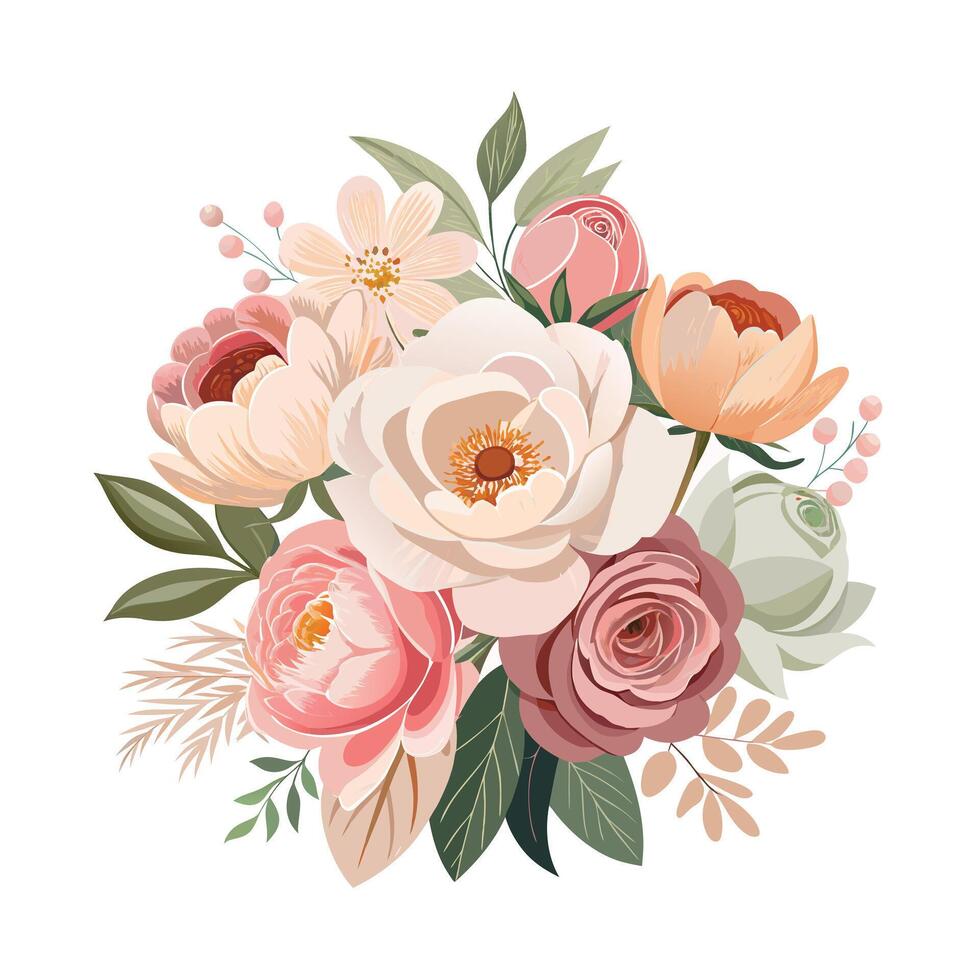 Beautiful Flowers Watercolor Florals Illustration vector