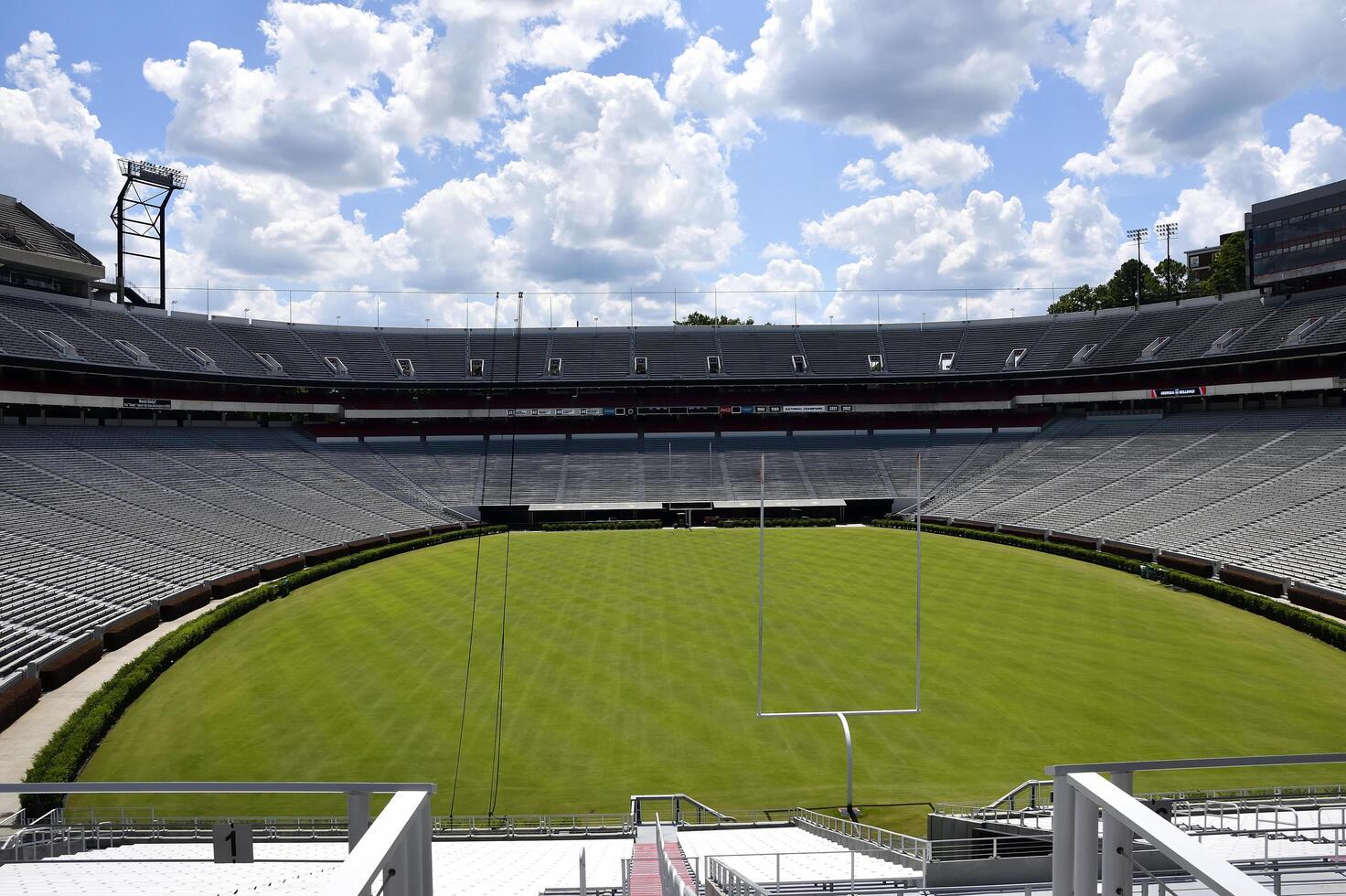 Empty football stadium seats photo