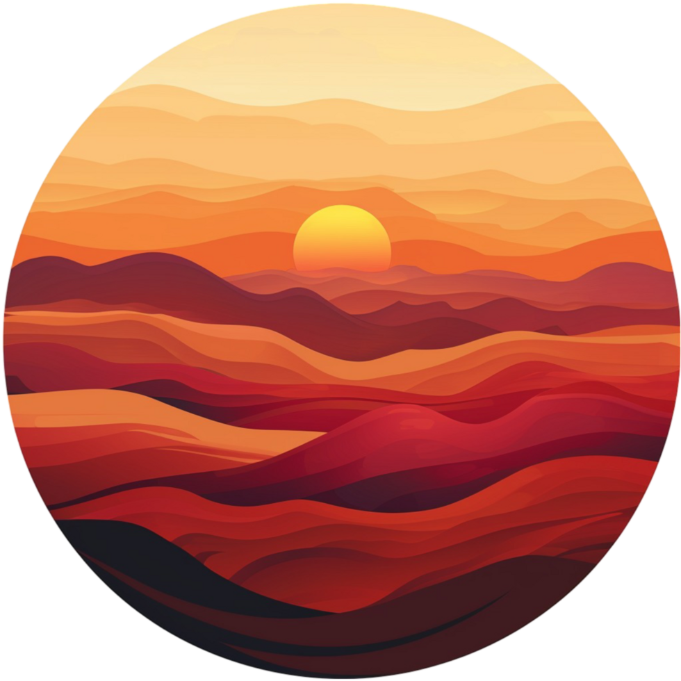 Circle of Light Captivating Sunset Paintings in Circular Form png