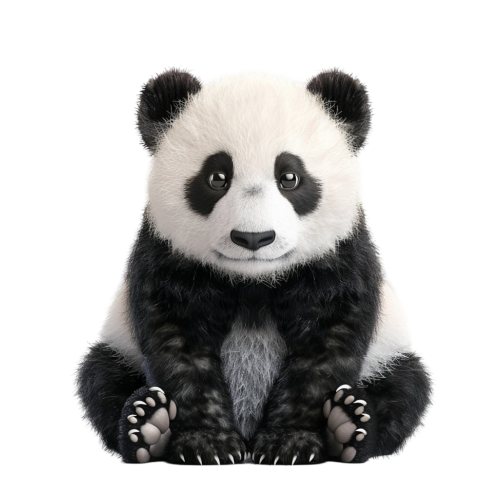 Panda Bear Sitting on The ground, Transparent Background png