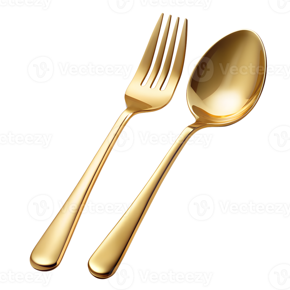 spoon and fork gold isolated on background png