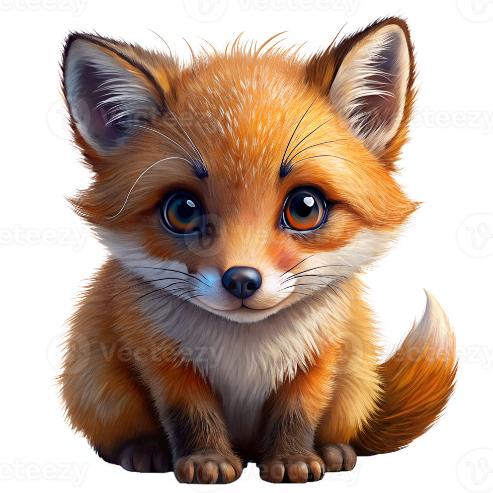 baby fox, soft brown eyes isolated on a transparent background png
