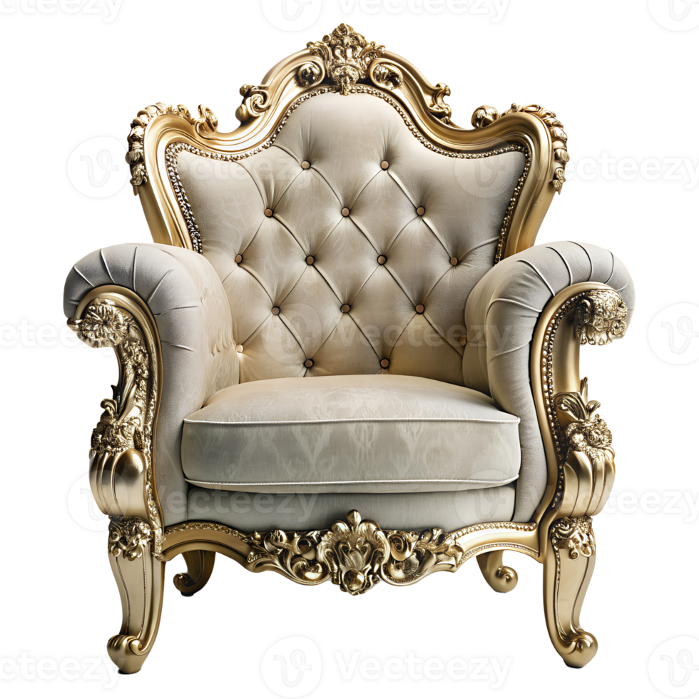 luxury arm chair isolated on transparent background, front view png